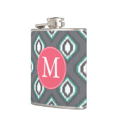 Geometrische retro ikat tribaal patroon | Monogram Heupfles (Links)