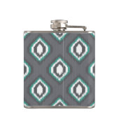 Geometrische retro ikat tribaal patroon | Monogram Heupfles (Achterkant)