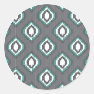 Geometrische retro ikat tribaal patroon ronde sticker