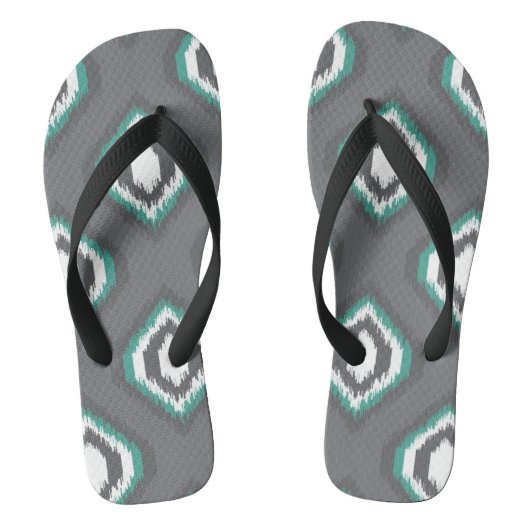 Geometrische retro ikat tribaal patroon teenslippers (Voetbed)