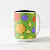 Geometrische retro kleurrijke funky cirkels op een tweekleurige koffiemok (Voorkant rechts)