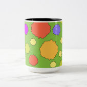 Geometrische retro kleurrijke funky cirkels op een tweekleurige koffiemok (Center)