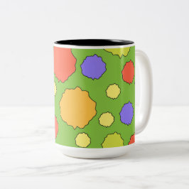 Geometrische retro kleurrijke stippen tweekleurige koffiemok