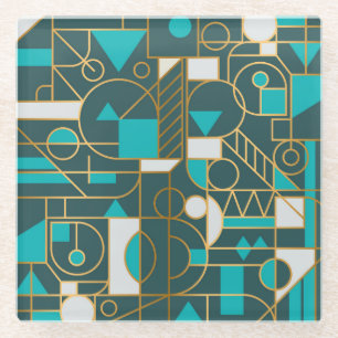 Geometrische retro: minimalistisch kunstwerk Poste Glazen Onderzetter