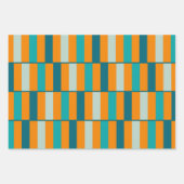 Geometrische Retro Moderne Blauwgroen Aqua Oranje  Inpakpapier Vel (Voorkant 3)