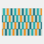 Geometrische Retro Moderne Blauwgroen Aqua Oranje  Inpakpapier Vel (Voorkant 2)