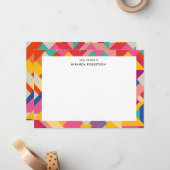 Geometrische Retro Multi-Color Note Cards Notitiekaartje (Voorkant / Achterkant in situ)