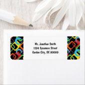 Geometrische Retro Multicolored Patroon Etiket (Insitu)