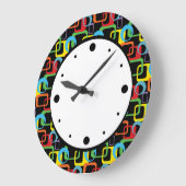 Geometrische Retro Multicolored Patroon Grote Klok (Hoek)