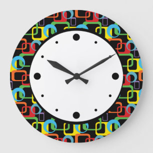 Geometrische Retro Multicolored Patroon Grote Klok