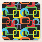 Geometrische Retro Multicolored Patroon Kartonnen Onderzetters (Voorkant)