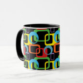Geometrische Retro Multicolored Patroon Mok (Voorkant links)