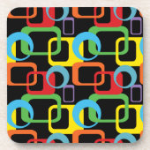 Geometrische Retro Multicolored Patroon Onderzetter (Voorkant)