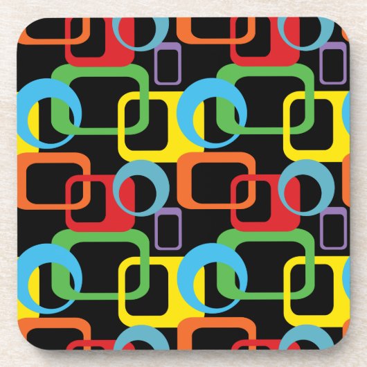 Geometrische Retro Multicolored Patroon Onderzetter (Voorkant)