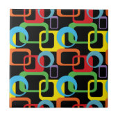 Geometrische Retro Multicolored Patroon Tegeltje (Voorkant)