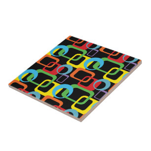 Geometrische Retro Multicolored Patroon Tegeltje