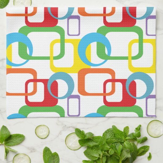 Geometrische Retro Multicolored Patroon Theedoek (Gevouwen)