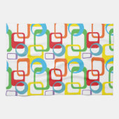 Geometrische Retro Multicolored Patroon Theedoek (Horizontaal)