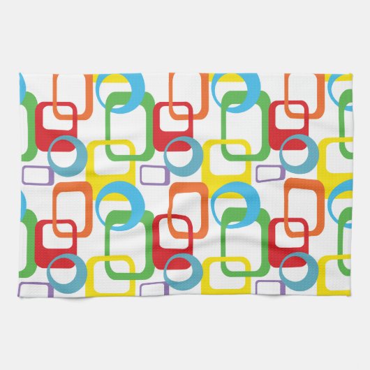 Geometrische Retro Multicolored Patroon Theedoek (Horizontaal)