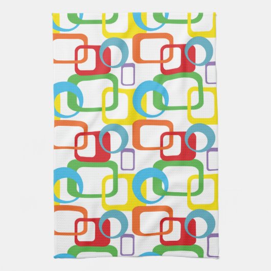 Geometrische Retro Multicolored Patroon Theedoek (Verticaal)