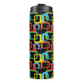 Geometrische Retro Multicolored Patroon Thermosbeker (Voorkant)