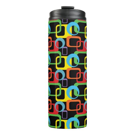 Geometrische Retro Multicolored Patroon Thermosbeker (Voorkant)
