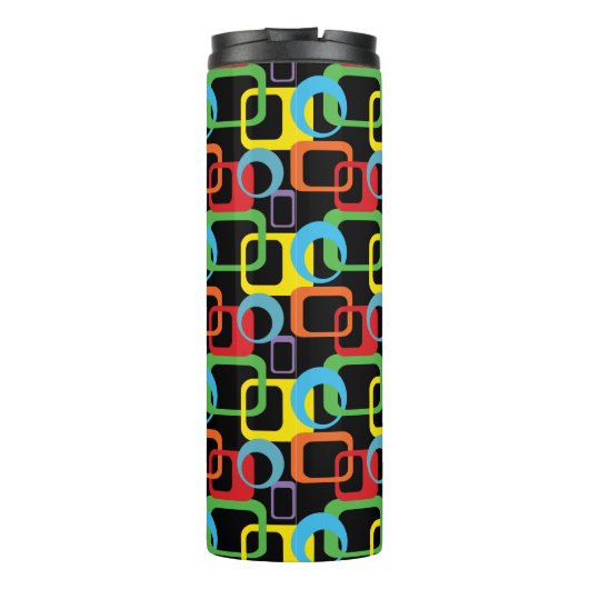 Geometrische Retro Multicolored Patroon Thermosbeker (Achterkant)