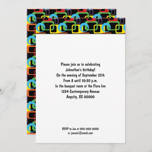 Geometrische Retro Multicolored Pattern Birthday Kaart (Voorkant / Achterkant)