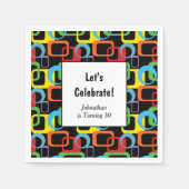 Geometrische Retro Multicolored Pattern Birthday Servet (Voorkant)