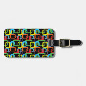 Geometrische Retro Multicolored Pattern Gepersonal Bagagelabel (Voorkant horizontaal)