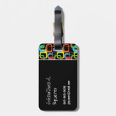 Geometrische Retro Multicolored Pattern Gepersonal Bagagelabel (Achterkant verticaal)
