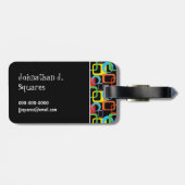 Geometrische Retro Multicolored Pattern Gepersonal Bagagelabel (Achterkant horizontaal)