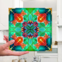 Geometrische Retro Psychedelic Kaleidoscope Tile