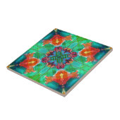 Geometrische Retro Psychedelic Kaleidoscope Tile Tegeltje (Zijkant)