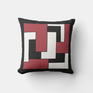 Geometrische Retro Red Black White Graphic Abstrac Buitenkussen