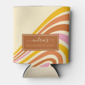Geometrische Retro Strepen 70er Jubileumfeest Blikjeskoeler (Voorkant)