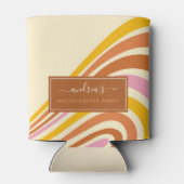 Geometrische Retro Strepen 70s Bachelorette Feest Blikjeskoeler (Achterkant)