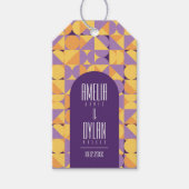 Geometrische Retro Vibes Herfst bruiloft Cadeaulabel (Voorkant)