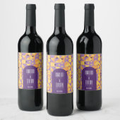 Geometrische Retro Vibes Herfst bruiloft Gift Wijn Etiket (Flessen)