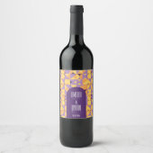 Geometrische Retro Vibes Herfst bruiloft Gift Wijn Etiket (Voorkant)