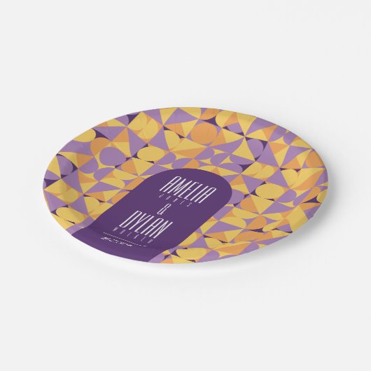 Geometrische Retro Vibes Herfst bruiloft Papieren Bordje (Gekanteld)