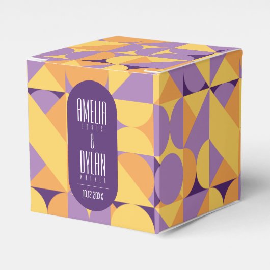 Geometrische Retro Vibes Herfstkleur Favoriete Box Bedankdoosjes (Voorkant Zijde)