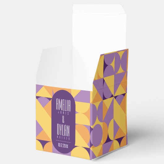 Geometrische Retro Vibes Herfstkleur Favoriete Box Bedankdoosjes (Geopend)