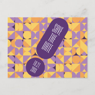 Geometrische Retro Vibes Herfstkleur Save the Date Briefkaart