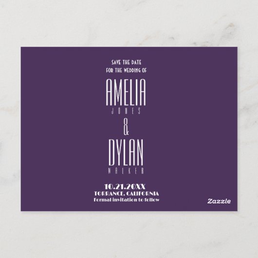 Geometrische Retro Vibes Herfstkleur Save the Date Briefkaart (Achterkant)