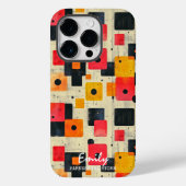 Geometrische retro-vierkanten met aangepaste naam  Case-Mate iPhone case (Achterkant)