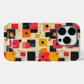Geometrische retro-vierkanten met aangepaste naam  Case-Mate iPhone case (Achterkant (horizontaal))