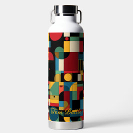 Geometrische Retro Vormen - Gepersonaliseerde Naam Waterfles