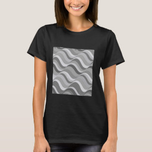 Geometrische Retro Wave Stripes Grijs - Wit Optisc T-shirt