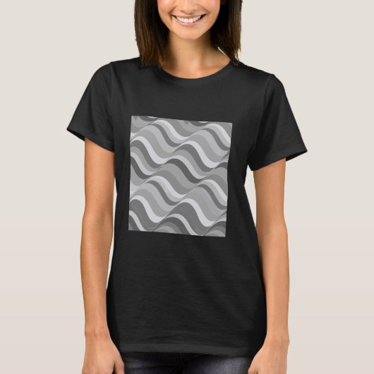 Geometrische Retro Wave Stripes Grijs - Wit Optisc T-shirt (Voorkant)